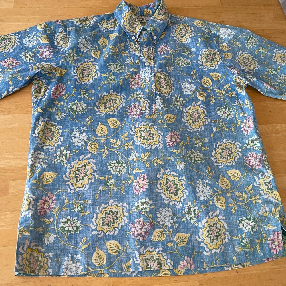 Reyn Spooner Hawaiian Tropical Floral Pullover Shirt Large
